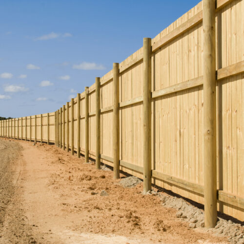 a long new fence on new property development